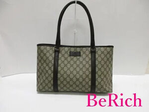 Gucci Tote Bag Shoulder GG Plus Beige Brown Supreme Handbag